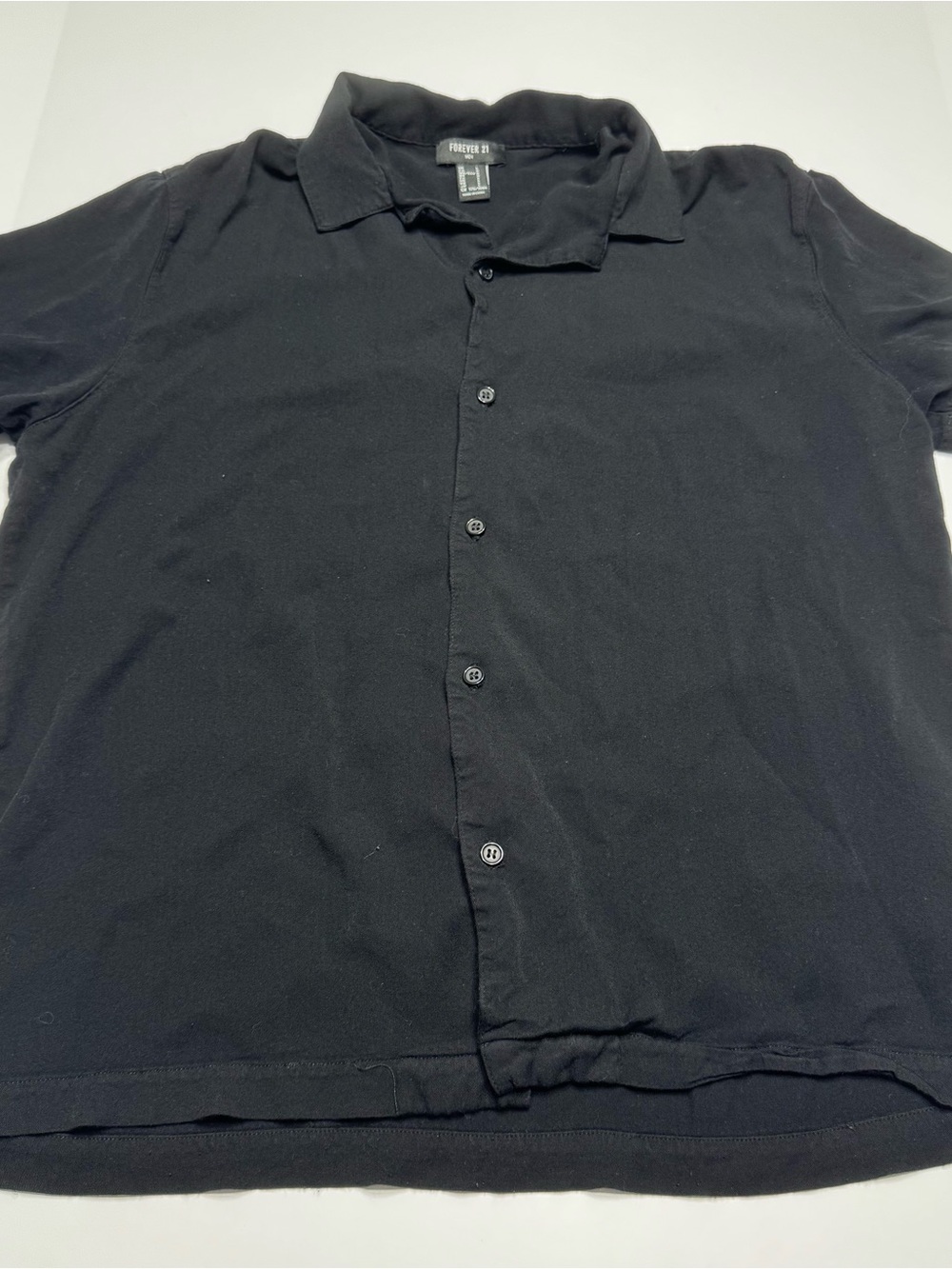 Forever 21 Men’s Black Short-Sleeve Button-Down Shirt